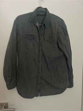 Women’s All Saints Washed Charcoal Button-Up Shirt Jacket